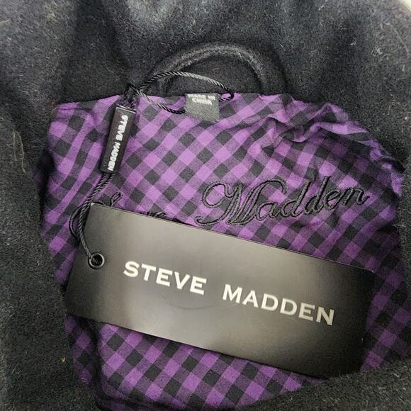 Steve Madden Women Peacoat Belted Wool Blend Black Lined Size XL Pockets Outdoor - Picture 14 of 14